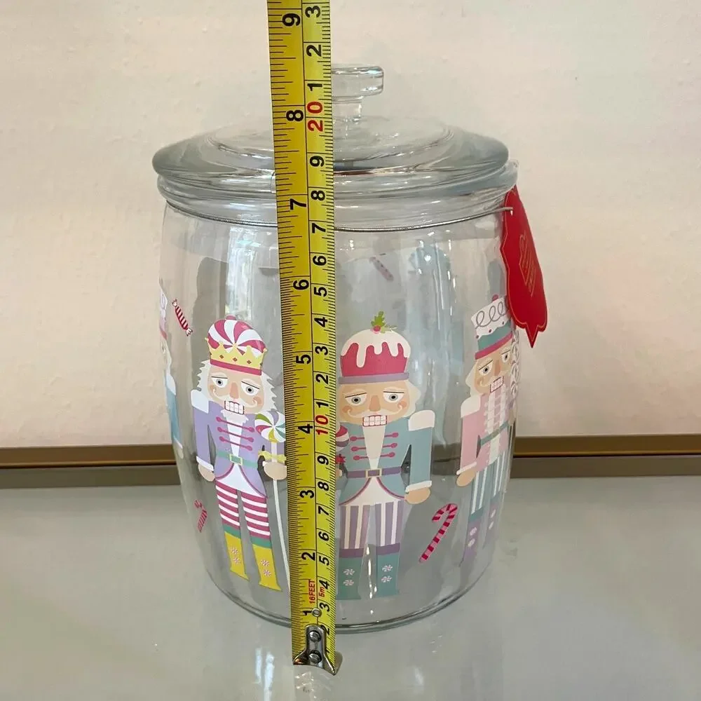 10 Strawberry Street Nutcracker Glass Canister Jar CHRISTMAS Holiday Storage NEW